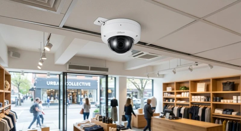 매장 천장에 설치된 고화질 보안 카메라의 모습